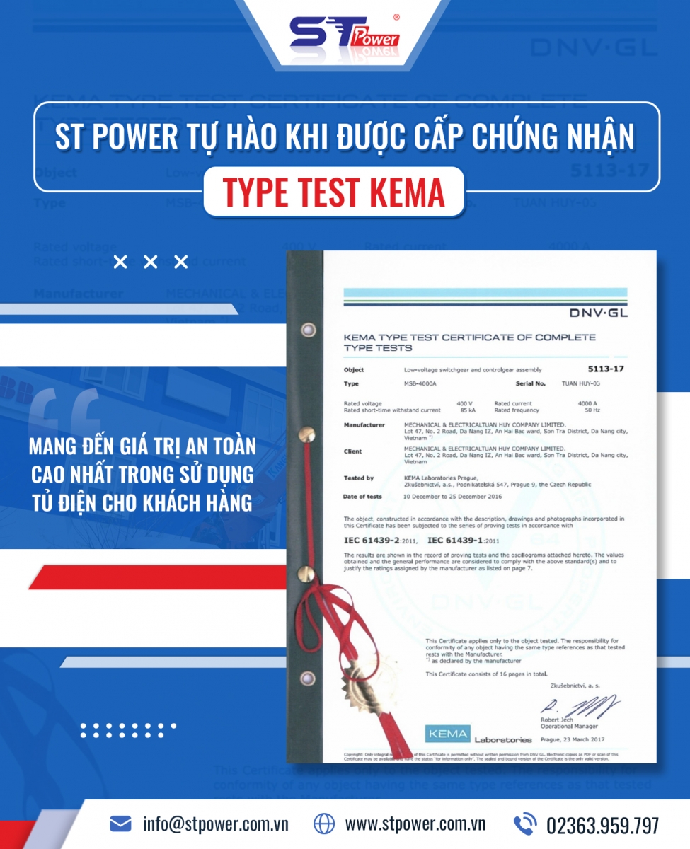 STPower đạt chứng nhận Type Test KEMA